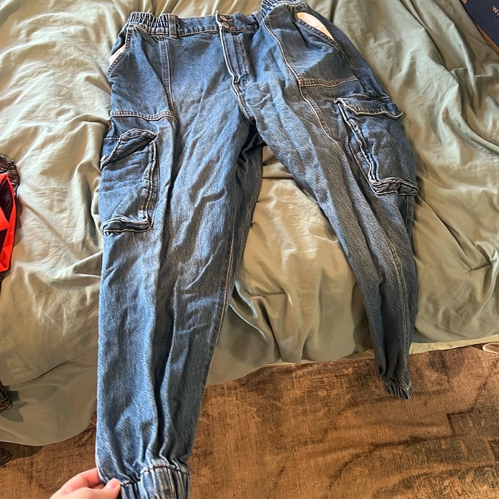 Women’s loose 90s cargo jeans. XL
